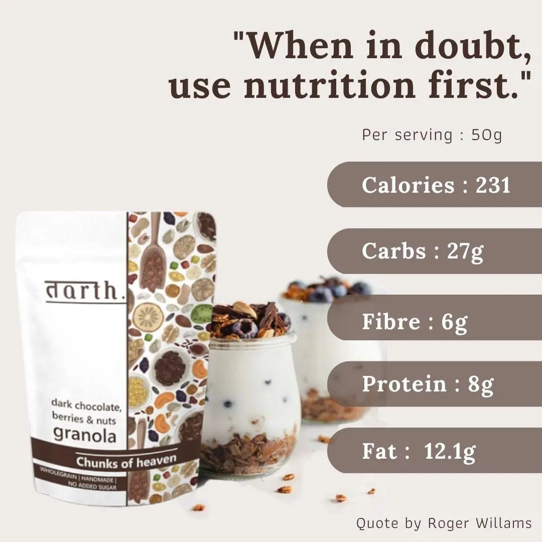 Nutrition Content of Tarth's dark chocolate, berries and nuts granola 